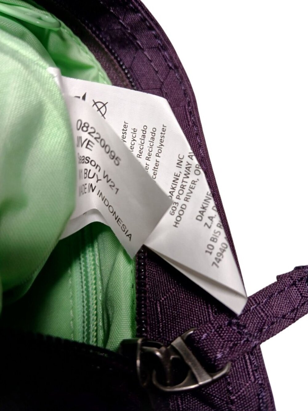 Dakine Jive Crossbody Bag Hexagonal Pattern Purple Adjustable Strap Recycled Pol - Picture 7 of 12